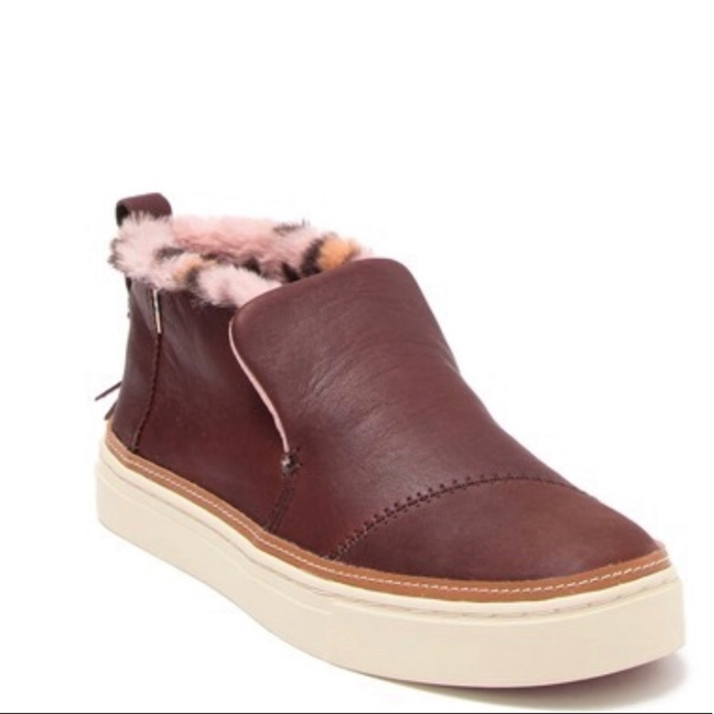 Paxton Leather Faux Fur Leopard Sneaker NEW 9.5